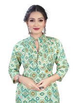 Yellow Chinon V Neck Kurta Set - Image 5