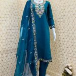 RAMA NEW LUNCH DESIGNER SEQUENCE EMBROIDERED WORK TOP AND PANT WITH DUPATTA