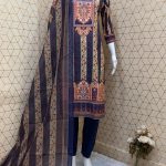 NEVY BLUE RAYON PRINTED TOP AND PANT WITH PRINTED DUPATTA