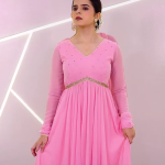 BABY PINK NEW LUNCH DIAMOND WORK GOWN WITH SEQUENCE DUPATTA