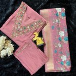 PINK HANDWORK SILK SUIT WITH JAQUARD DUPATTA
