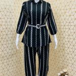 BLACK DESIGNER EXCLUSIVE NEW ROMAN SILK EMBROIDERY WORK CO-ORD SET